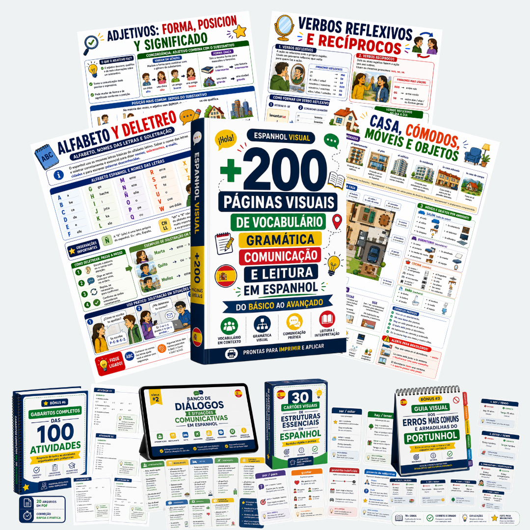 Espanhol Visual — produto completo com 200 páginas e bônus